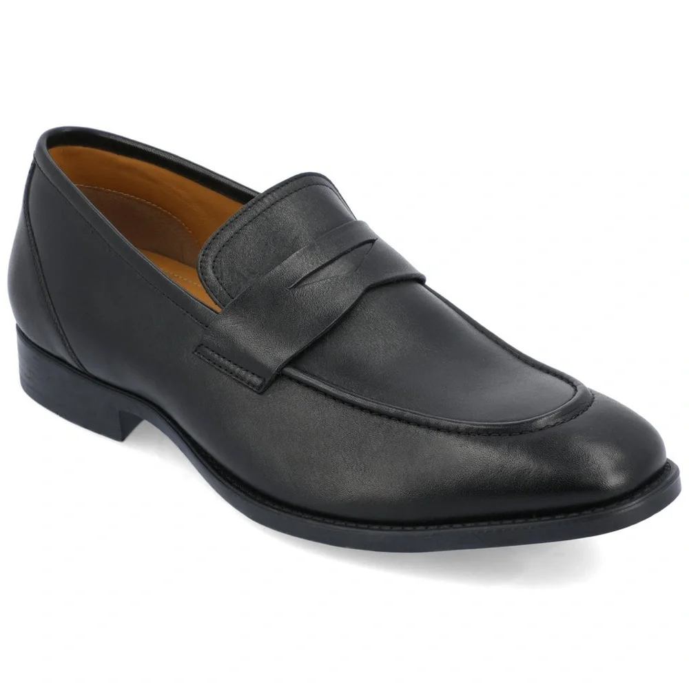 Thomas & Vine Mens Bishop Classic Penny Loafer- Black Leather- Size 11